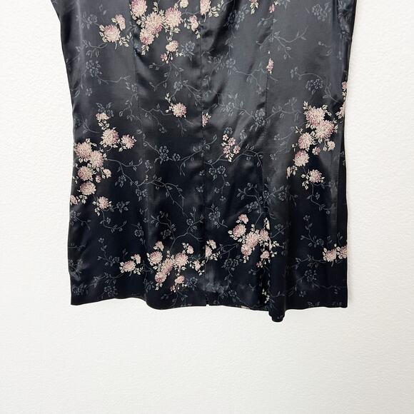 [Vintage] All That Jazz 90s Y2K Floral Satin High Neck Halter Blouse Sz Small S - Picture 6 of 9